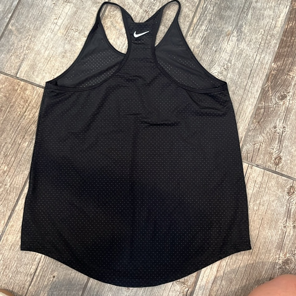 Nike Black Racerback Athletic Tank Top with White Swoosh - Picture 2 of 3